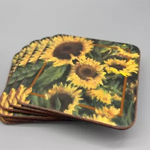 Posavasos vintage PIMPERNEL con respaldo de corcho girasoles - Hecho en Inglaterra - Juego de 6 - Imagen 1 de 10