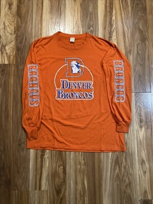 Grande Años 80 Denver Broncos Vintage Manga Larga Deletreado Puntada Única Espalda Personalizada Foto 1 de 4