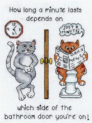 Cross Stitch Kit ~ Design Works Bathroom Door Cats Funny Saying #DW2966  - Image 1 of 2