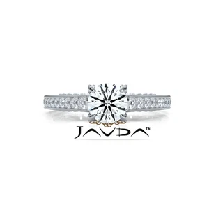 Anillo de compromiso pavé de diamantes redondos naturales GIA E VVS2 oro blanco de 14 k 1,25 ctw - Imagen 1 de 5
