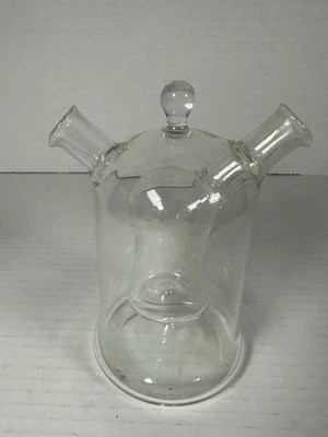 Tarro/vertidor de vidrio condimento de doble vidrio de aceite y vinagre vintage Foto 1 de 4