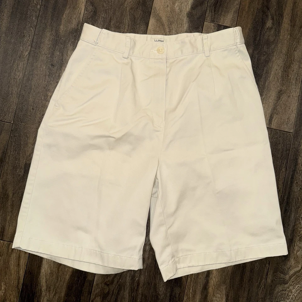 L.L. Шорты для гольфа женские Bean Chino 30x9 дюймов размер 10 желтовато-коричневые/кремовые плиссированные оригинальный крой - Изображение 1 из 4