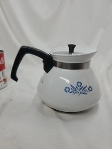Vintage Corning Ware Blue Cornflower Coffee Tea pot kettle w/lid 6 cup P-104 - Picture 1 of 9