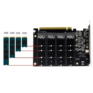 Kompakte 4 Port PCIe X16 Adapter Karte für High Speed NVMe SSD Anschluss - Afbeelding 1 van 11