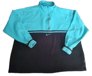 Vtg Nike Women's Quarter Zip Center Swoosh Pullover Sweatshirt Size XL Blue - Picture 1 of 21