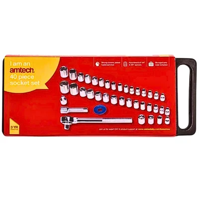 Amtech 40pc Socket Set In Case 1/4" 3/8" Drive Socket Set - Image 1 of 2