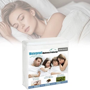 Premium Cotton Waterproof Mattress Protector Soft Breathable Mattress Covers - Picture 1 of 40