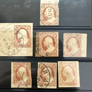 Lot 23 Scott 11 Used 19th century Stamps  Various Positions, Color, Plates - Picture 1 of 4