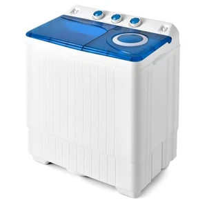 Costway 26lbs Portable Semi-automatic Twin Tub Washing Machine W/ Drain Pump - Picture 1 of 9