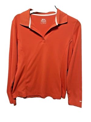Camisa Polo de Golf Slazenger L Top Manga Larga Pickleball Tenis Coral/Naranja Foto 1 de 4