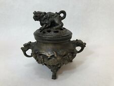 Dragon japonais vintage en bronze, oiseau phénix, brûleur d'encens Foo Dog, 6" de haut