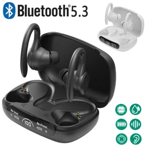 Bluetooth 5.3 Headset TWS Wireless Earphones Earbuds Stereo Headphones Ear Hook - Picture 1 of 14