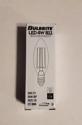 LED Chandelier Bulb 776691, 120V, 4W,  Bulbrite, E12 Base, Clear, 10,000 hour - Image 1 of 4