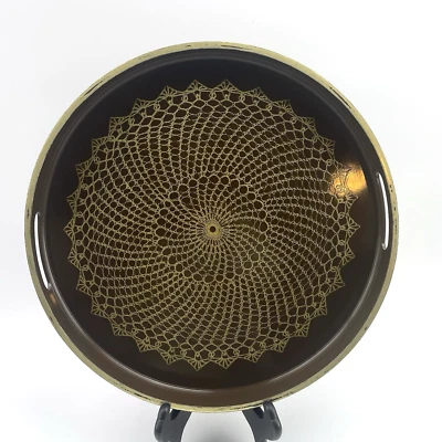 EMSA Tablett Ø33 cm | Retro 70er Design | Serviertablett Kunststoff braun rund - Image 1 of 4