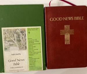 Good News Bible For Catholics Genuine Burgundy Leather Cover Deuterocanonicals - Picture 1 of 24