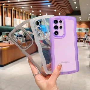 For Samsung S23 Ultra S22 S21 Plus S20 FE Transparent Silicone Wave Case Cover - Picture 1 of 7