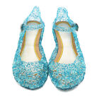 (Blue 26)Girls Glitter Sandal PVC Sole Prevent Slip Comfortable Wear QUU