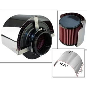 Stainless Steel Heat Shield 2.5" 2.75" 3" 3.25" 3.5" Cone Filter Cold Air Intake - Picture 1 of 6