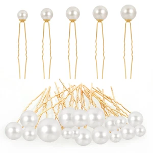 18 Stück Perlen Haarnadeln Hochzeit Braut Perlen Haarschmuck Haarnadel Gold Perl - Bild 1 von 12