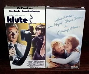 2 Jane Fonda VHS Films KLUTE also Donald Sutherland + COMING HOME w/ Jon Voight - Picture 1 of 2