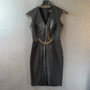 Abito tulipano Kardashian Kollection donna US 8 Regno Unito 12 EU 38 nero finta pelle di serpente - Foto 1 di 19