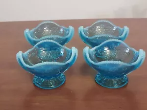 EAPG Antiguo RAMO SALVAJE Northwood Dugan AZUL OPALESCENTE Vidrio BERRY CUENCOS de 4 - Imagen 1 de 6