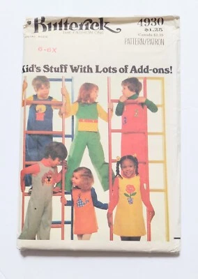 Butterick Sewing Pattern 4930 Child Overalls Jumper Size 6-6x Transfers Uncut - Image 1 of 4