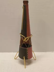 Vintage Norleans Leder umwickelt Spanien Wein Dekanter Glas mit Ständer - Bild 1 von 14