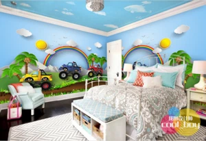 3D Rainbow Sun Cars 36 Wall Paper Murals Wall Print Wall Wallpaper Mural AU Kyra - Picture 1 of 6