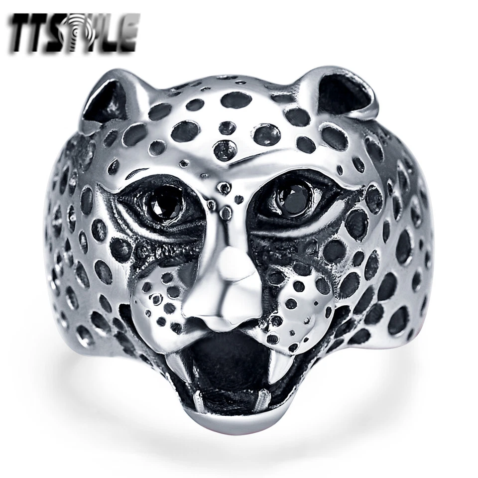 Anillo de leopardo de acero inoxidable 316L estilo TT de alta calidad elige el tamaño  Foto 1 de 1