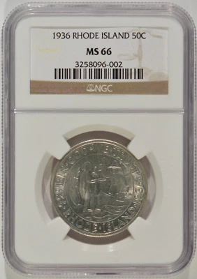 1936 Rhode Island Silver Half Dollar 50c NGC MS66 3258096-002 - Image 1 of 4