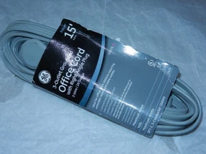 Nuevo cable de oficina de extensión interior GE 15' 13 amperios 15 pies calibre 16 AWG 3 salidas - Imagen 1 de 10