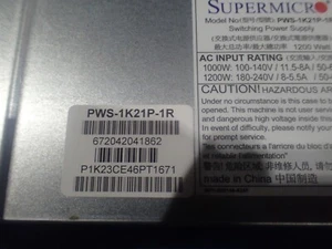 PWS-1K21P-1R Supermicro 1200W 1U 80 Plus Gold Switching Power Supply - Afbeelding 1 van 5