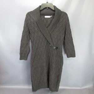 Calvin Klein Buckle Sweater Dress Women's Size M Charcoal Gray Medium Cable Knit - Picture 1 of 8