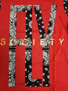 Men's FLY SOCIETY Short Sleeve Graffic Print T-Shirt NWT Red Free Ship - Picture 1 of 5