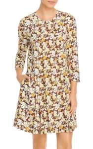 Tory Burch Damen Gr. 2 Seide Wolle Challis kurzes Kleid Reverie braun elfenbein blau - Bild 1 von 6