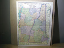 1907 Original Antique Map of Vermont & New Hampshire, Vintage New England Maps