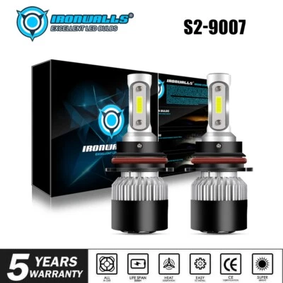 2X HB5 9007 72W COB LED Headlight Conversion Bulbs Kit White 6000K Hi/Lo Beam - Image 1 of 4