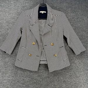 Cabi Blazer Jacket Womens XS Blue Striped Gold Button Academia Preppy Office - Picture 1 of 10