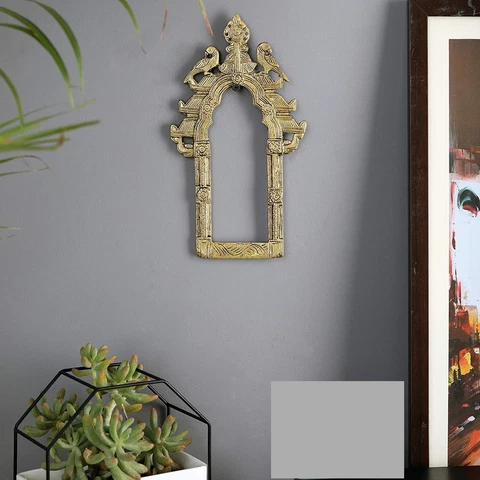 Twin Peacock Temple Shape Wall Hanging Made Of Brass -Beautify The Home Cover