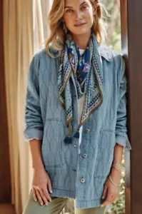 J.JILL Steppjacke mit aufgesetzten Taschen in Sea Spray Wash Größe M Tall Damen - Bild 1 von 8