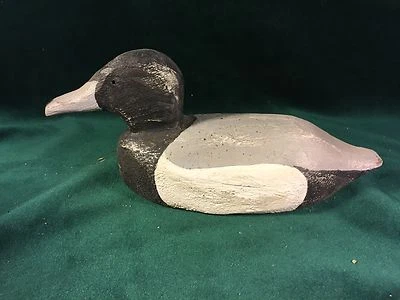 Working Wood Black, White, Grey Duck Decoy ~ Saginaw Bay, Michigan ~ PR322  - Image 1 of 4