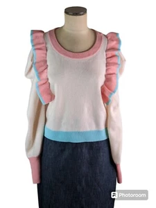 LoveShackFancy Ruffled Wool/Cashmere Greece Sweater, XL, NWT - Picture 1 of 6