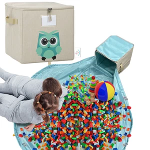 Toy Storage Box with Play Mat for Kids | ToyBox for bricks, cars, dolls. - Picture 1 of 7