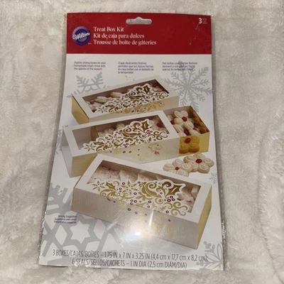 Wilton Christmas Treat Box Kit Gift Holiday Cooking Baking New Pack Of 3 1x7x3 - Image 1 of 4