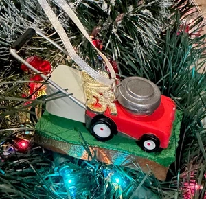 2025 Hallmark Gas Lawnmower Yard Work Cut Grass Christmas Ornament, New w Tag - Picture 1 of 1