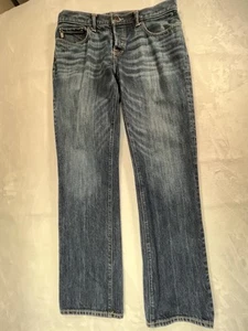 Pantalones de mezclilla clásicos de Abercrombie & Fitch 34 x 32 para hombre con botones rectos lavado oscuro - Imagen 1 de 15