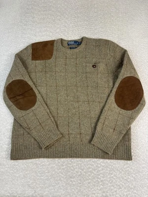Polo Ralph Lauren свитер мужской XL оливковое окно шерсти альпака локоть нашивки - Изображение 1 из 4