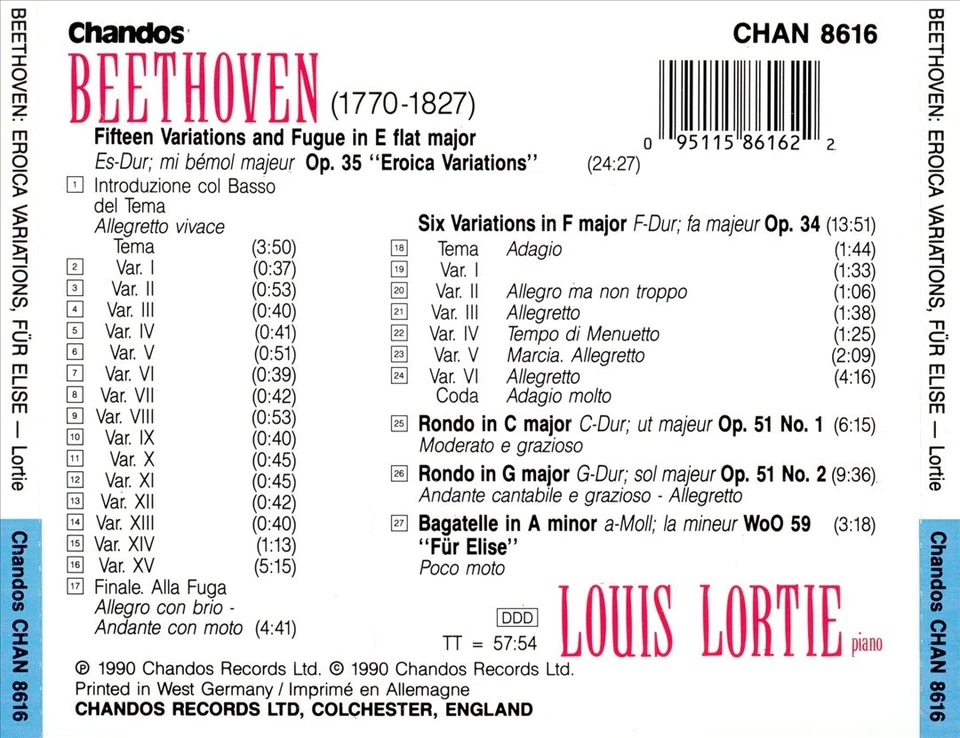 BEETHOVEN: 15 VARIATIONS & FUGUE, OP. 35, "EROICA"; 6 VARIATIONS IN F, OP. 34, E Foto 1 de 1