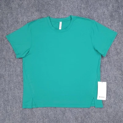 Lululemon Shirt Womens 12 Green Relaxed Fit Running T-Shirt Athletic Reflective - Image 1 of 4